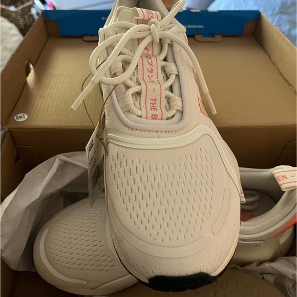 Adidas Women's NMD Beige and Bright Orange Sneakers - Picture 3 of 4